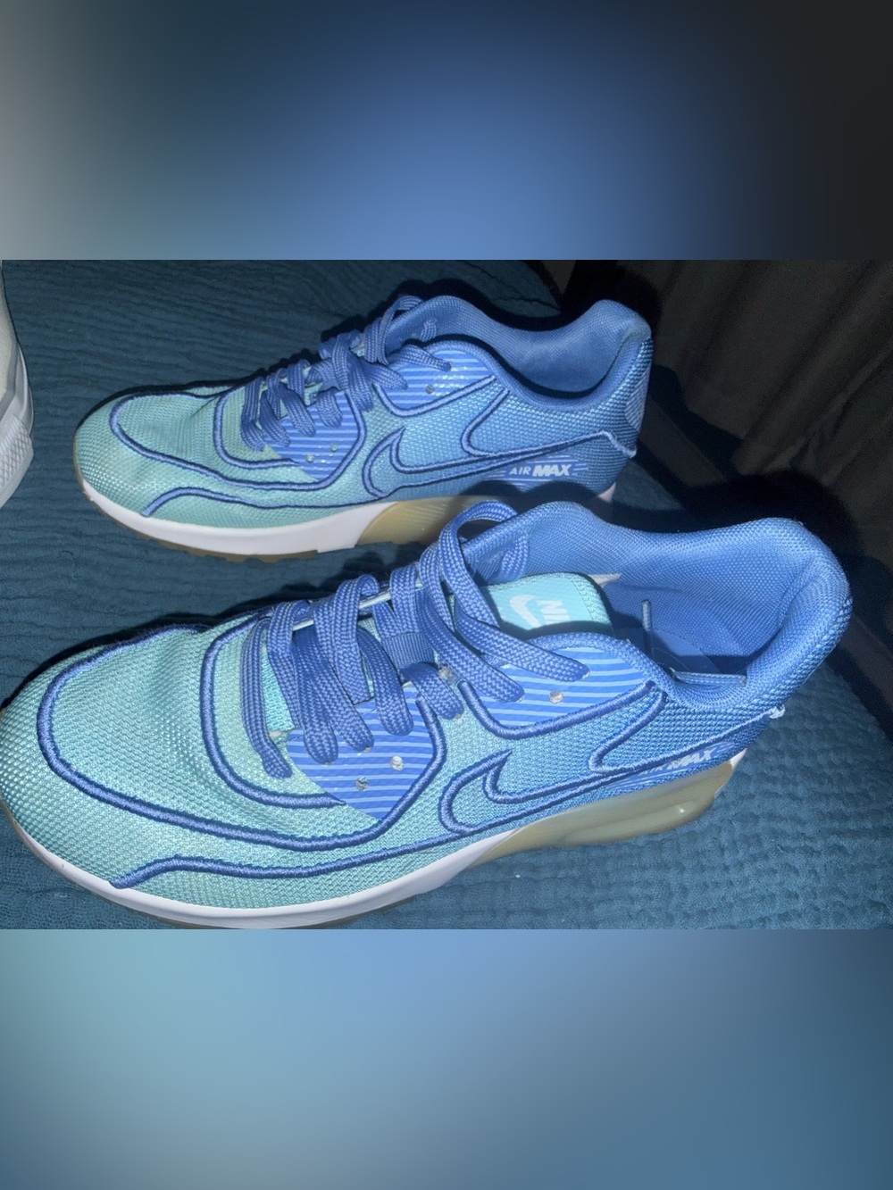 Nike Air Max 90 Light Blue and Teal Mesh Trainers